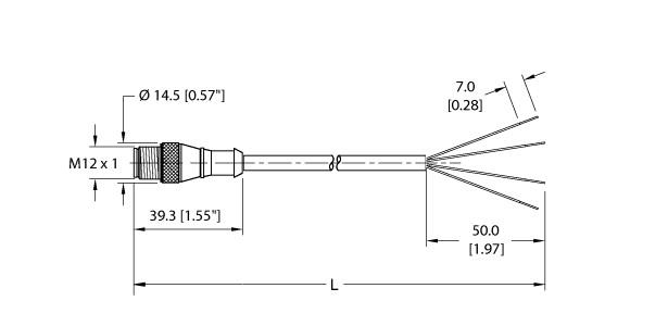 Turck Actuator and Sensor Cordset, Connection Cable (RS 4.4T-0.6) 