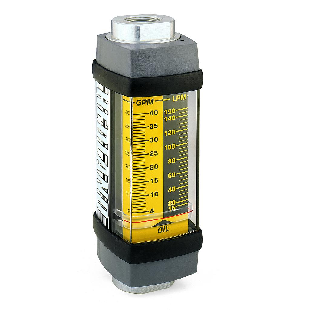 Hedland Flow Meter for Oil & Petroleum, 1/2"NPT, Aluminum Body, 0.5-5 GPM