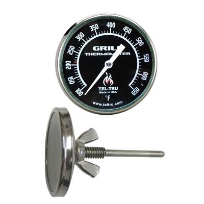 Tel-Tru BQ225 2" Dial Thermometer, Back Connected, 100/650F, 1/4"-20, 2.125" Stem