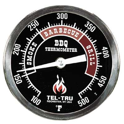 Tel-Tru BQ300 3" Dial Thermometer, Back Connected, 100/500F, 1/2" NPT, 2.5" Stem