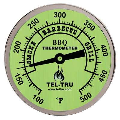 Tel-Tru BQ300 3" Dial Thermometer, Back Connected, 100/500F, 1/2" NPT, 2.5" Stem