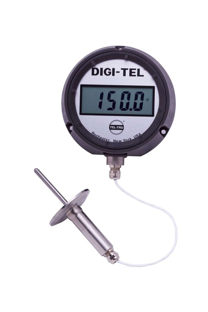 Tel-Tru 4.5" Digital Thermometer, Remote Connected, -60/400C, 2" Sanitary Flange, 2.5" Stem