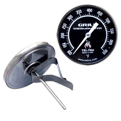 Tel-Tru BQ325R 3" Dial Thermometer, Back Connected, 100/650F, Recal Nut, 3" Stem