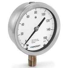 3.5" Dial, SS Case, Liquid Filled, 1/4" NPT Bronze Connection Lower Mount, 200 PSI Range