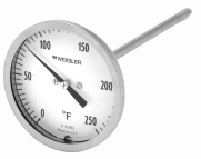 Weksler Model 3BK Bi-Metal Thermometer, 3" 0-200*F 4" STEM CBM 1/2" NPT