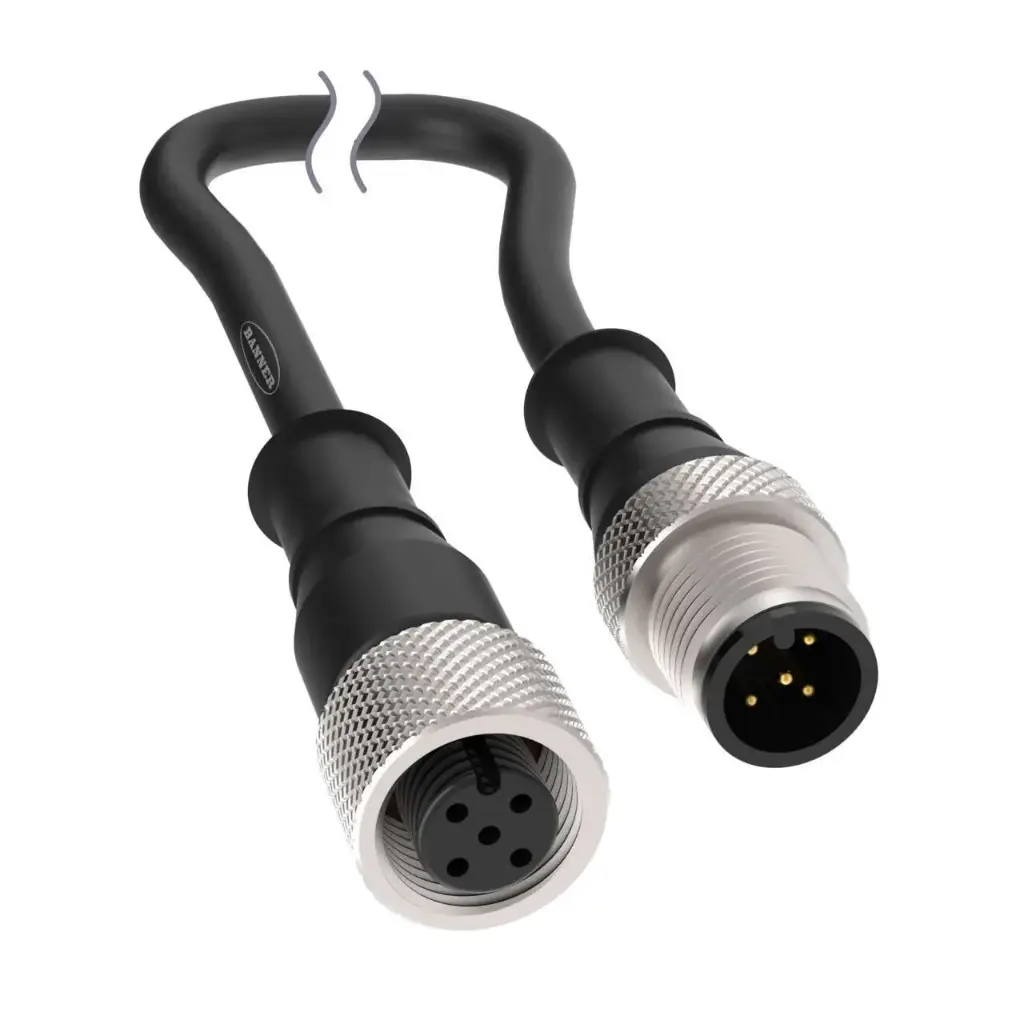 Banner Cordset: Double-Ended M12; 5-pin Straight Female; 5-pin Straight Male Connectors; 61 m (200 ft) 5x22 Black PVC Jacket; Nickel-Plated Brass Coupling Nuts (BC-M12F5-M12M5-22-61)