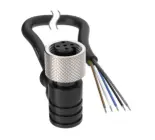 Banner Cordset: Single-Ended M12; 5-pin Right-Angle Female Connector; 2 m (6.56 ft) 5x22 Black PVC Jacket; Nickel-Plated Brass Coupling Nut (BC-M12F5A-22-2)