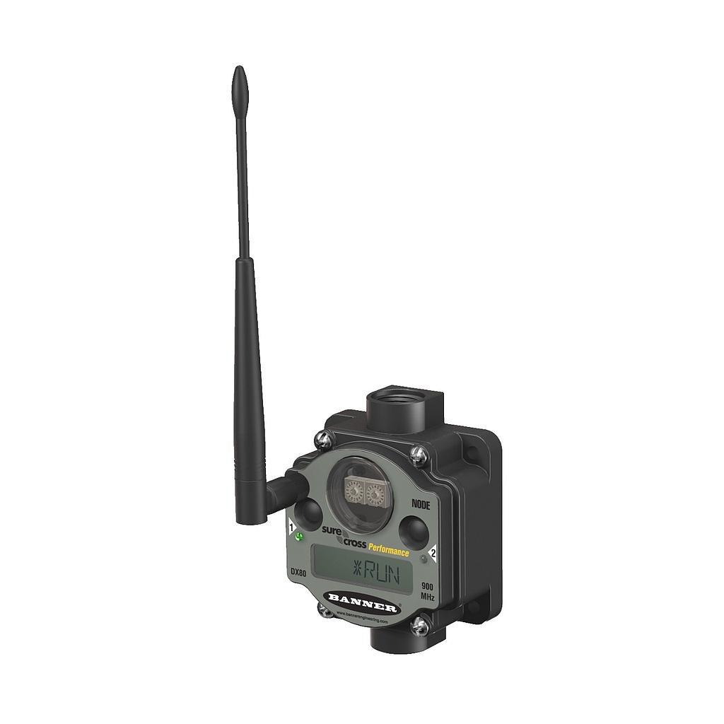 Banner PM Series Node - LCD for Diagnostics; 900 MHz IP67, NEMA 6; Inputs: Six Sourcing/PNP Discrete; Outputs: Six Sourcing/PNP Discrete (DX80N9X6S-PM8)