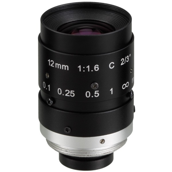 Banner Megapixel C-Mount 12 mm Lens; with Focus & Aperture Lock; Imager Size: 2/3 in - Metal Housing; Evetar (LCF12LEVMP)