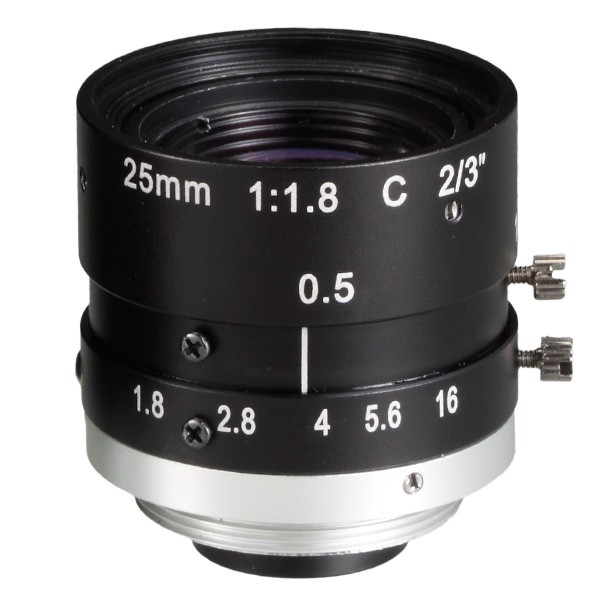 Banner Megapixel C-Mount 25 mm Lens; with Focus & Aperture Lock; Imager Size: 2/3 in - Metal Housing; Evetar (LCF25LEVMP)