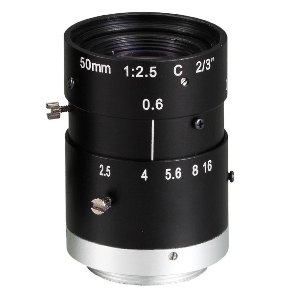 Banner Megapixel C-Mount 50 mm Lens; with Focus & Aperture Lock; Imager Size: 2/3 in - Metal Housing; Evetar (LCF50LEVMP)