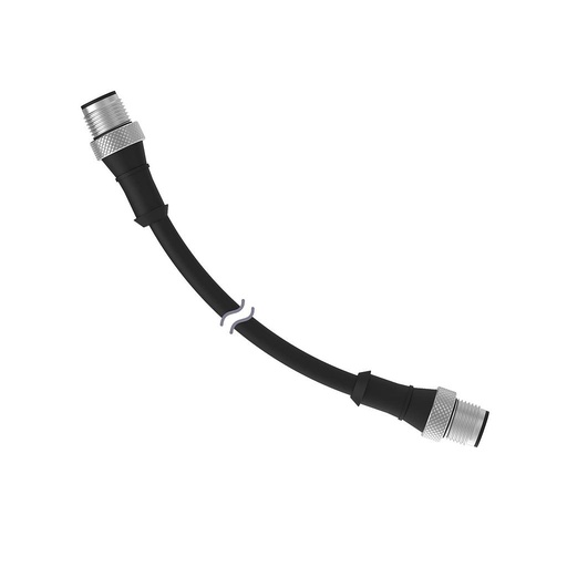 [12407] Banner Cordset: Double-Ended A-Code M12; 6-pin Straight Male; 6-pin Straight Male Connectors with Shield; 0.3 m (0.98 ft) Black PVC Jacket; Nickel-Plated Brass Coupling Nuts (MQLH-801-MM)