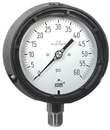 [9834826] Wika 232.34 Series Dry Process Gauge, 4.5" Dial, 0 to 60 PSI, 1/2" NPT SS Lower Mount