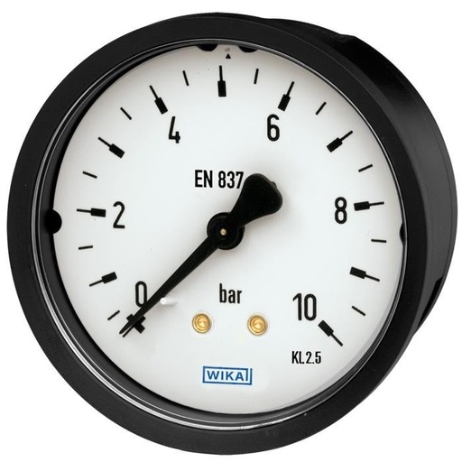 [50781219] Wika 111.16PM Series Dry Pressure Gauge, 1.5" Dial, 0 to 300 psi (kPa), 1/8 NPT Brass Center Back Mount, Round U-Clamp Bracket, *WATER* ABOVE POINTER AXIS