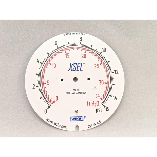 [D5200583] Wika Dial Only, 15 PSI and 34 Feet of Water for 23X.34 Gauge