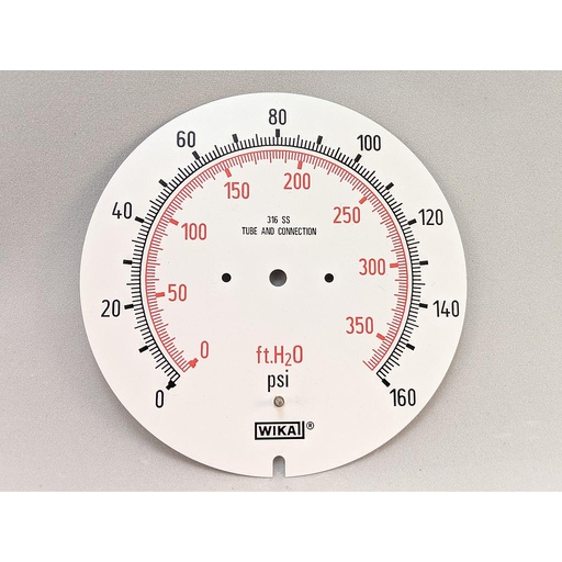 [D5200587] Wika Dial Only, 160 PSI and 370 Feet of Water for 23X.34 Gauge