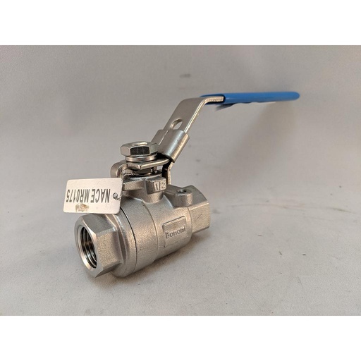 [700LL-1/2"] Bonomi 1/2" NPT Full Port Ball Valve, 2 Piece, Stainless Steel w/ Locking Handle