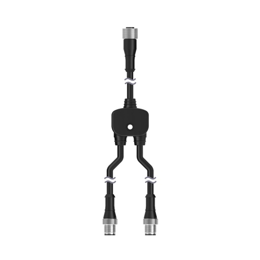 [13264] Banner Splitter Cable, 4-pin M12 QD; Straight female trunk 0.3 m; Two Straight male branches 0.3 m; standard wiring for two separate black wire outputs (CSA-M12F41M12M41)