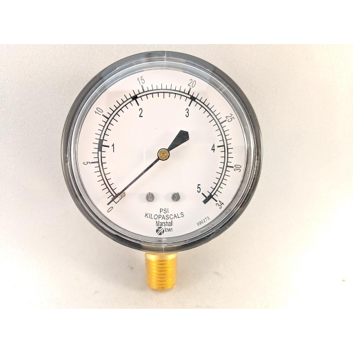 [G22702] PRESSURE GAUGE, 2.5" DIAL, 1/4" NPT BOTTOM CONNECT, 0-5 PSI