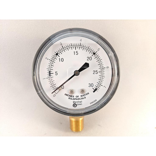[G22704] PRESSURE GAUGE, 2.5" DIAL, 1/4" NPT BOTTOM CONNECT, 0-30" H2O