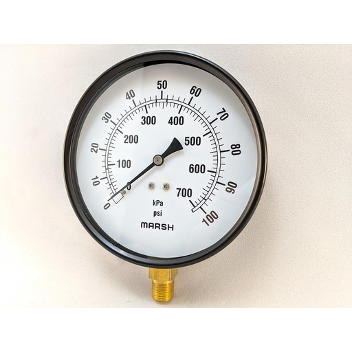 [J9048] PRESSURE GAUGE 0-100 PSI 4.5" 1/4"BOTTOM CONNECT 2% ACCURACY