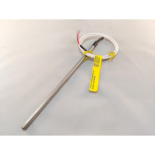 [RBF185L483-008-00-13-T3024-2] Pyromation RTD Spring-Loaded Assembly, Single 3-Wire, 1/4" OD, 8" Sheath, 24" FPM Leads (2" Split, 1/4" Stripped) w/Heat Shrink