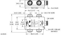 [U2361-90] Turck Actuator and Sensor Junction Box, 7/8 minifast I/O Ports, " (4 RKF 301-B1131)