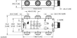 [U0949-27] Turck Actuator and Sensor Junction Box, 7/8 minifast I/O Ports, " (6 RKF 40-RSF80)
