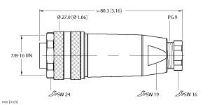[U6417] Turck Actuator and Sensor Field Wireable, 7/8 Connection, " (B 4151-0/9)