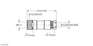 [U6500] Turck Actuator and Sensor Field Wireable, M8 × 1 Female Connector, Straight (B 5131-0)