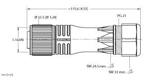 [U2-04069] Turck Actuator and Sensor Field Wireable, 1 Connection, " (B 716B61-0/21)