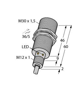 [1636746] Turck Inductive Sensor, For the Food Industry (BI15U-EM30WD-AP6X 7M)