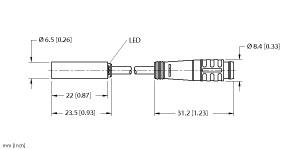 [4610090] Turck Inductive Sensor, With Increased Switching Distance (BI2-EH6.5K-AP6X-0.2-PSG3)