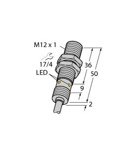 [1634964] Turck Inductive Sensor, For the Food Industry (BI4U-EM12WD-AN6X 7M)