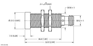 [1644788] Turck Inductive Sensor, With Extended Switching Distance (BI8U-MT18M-AP6X2-H1141/S1610)
