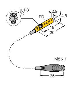 [4685848] Turck Magnetic Field Sensor, For Pneumatic Cylinders (BIM-UNR-AN6X-0.3-PSG3S W/M)