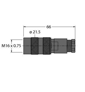 [U2-07160] Turck Actuator and Sensor Field Wireable, Field-Wireable Connector, Female M16 × 0.75, straight (BK 19-0)
