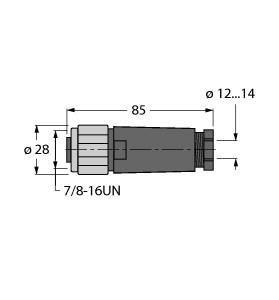 [6914544] Turck Accessories for Fieldbus Systems, Field-Wireable Connector, 7/8″ Female, Straight (BKV4140-0/16)