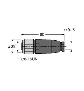[6914543] Turck Accessories for Fieldbus Systems, Field-Wireable Connector, 7/8″ Female, Straight (BKV4140-0/9)