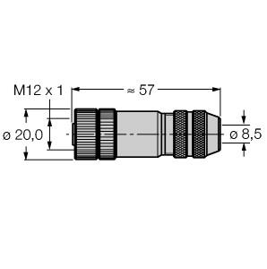 [6904721] Turck Accessories for Fieldbus Systems, Field-Wireable Connector, Female Connector M12 × 1, Straight (BMWS8151-8.5)
