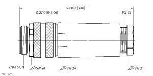 [U6422] Turck Actuator and Sensor Field Wireable, 7/8 Connection, " (BS 4151-0/13.5)