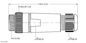 [U2-18536] Turck Actuator and Sensor Field Wireable, 7/8 Connection, " (BS 4161-0 5-13MM)