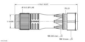 [U2-04070] Turck Actuator and Sensor Field Wireable, 1 Connection, " (BS 716B61-0/21)