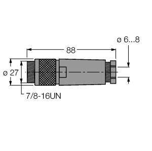 [6914550] Turck Accessories for Fieldbus Systems, Field-Wireable Connector, 7/8″ Male, Straight (BS4140-0/9)