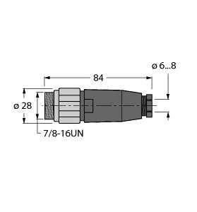 [6914542] Turck Accessories for Fieldbus Systems, Field-Wireable Connector, 7/8″ Male, Straight (BSV4140-0/9)