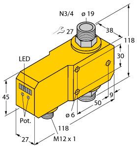 [6870677] Turck Flow Monitoring, Inline Sensor with Integrated Processor (FCI-N3/4D20A4P-ARX-H1140)