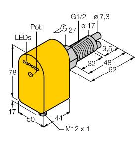 [6870455] Turck Flow Monitoring, Immersion Sensor with Integrated Processor (FCS-GL1/2A2P-LIX-H1141/A)