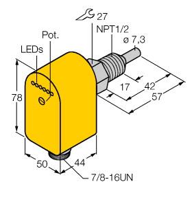 [6871038] Turck Flow Monitoring, Immersion Sensor with Integrated Processor (FCS-N1/2A4P-ARX-B1151/230VAC)