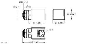 [U3-00647] Turck Accessories for Fieldbus Systems, Wall/panel feed-through (FKSDD RJ45SF 44)