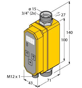 [6870808] Turck Flow Rate Measurement, Inline Sensor with Integrated Processor (FTCI-3/4D15A4P-2UP8X-H1141)